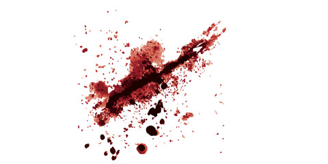 Set of Red blood splashed isolated on white background. Set of blood stains	