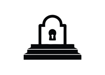 Vector art of silhouette of a lock with a keyhole steps, isolated