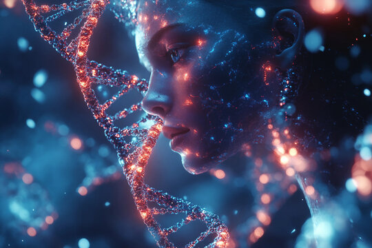 Generative AI Visualization of DNA Helix Highlighting Genetic Mutations in Molecular Biology