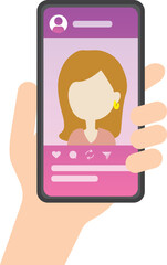 スマホを持つ手　SNS