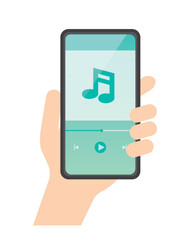 スマホを持つ手　音楽アプリ
