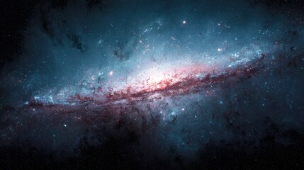 Fototapeta premium Spiral Galaxy with Dust and Stars in Blue and Pink