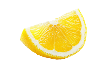 Bright yellow lemon wedge, citrus fruit, healthy eating concept