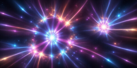 Naklejka premium Abstract Colorful Light Streaks Converging with a Cosmic Glow Effect