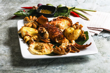 Asian grilled seafood mix plate