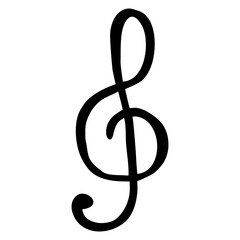 Hand drawn treble clef illustration. Music clef icon.