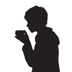 Silhouette of a Man Drinking Coffee - Vector Illustration