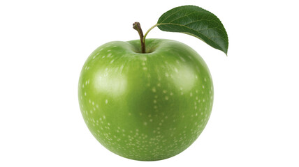 Fresh green apple with leaf, vibrant and healthy snack food