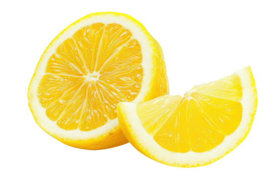 Fresh yellow lemon slices, citrus fruit for healthy eating concept