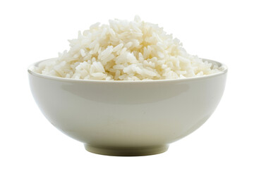 Steaming rice in a white bowl, healthy eating concept