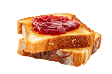 Stacked toast with sweet red jam, breakfast food, delicious treat