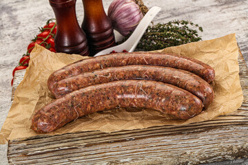 Raw beef and lamb sausages