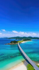 Tsunoshima Bridge Over Crystal Blue Sea, Japan