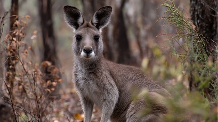 Eastern grey kangaroo in the central victoria bushland