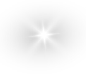 PNG Digital White Lens Flare with Star Glow and Beam on Transparent Background
