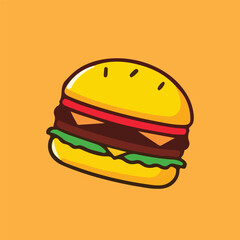 burger icon illustration on yellow background