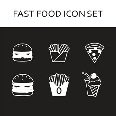 fast food icon set illustration, in white and black