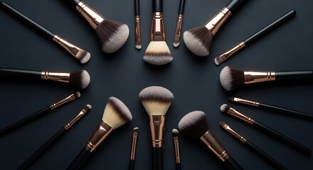 Brushes makeup beauty cosmetic brush set tools professional face eye black gold blending application