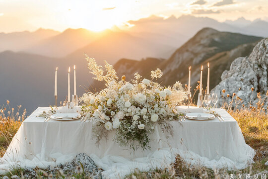 A place for romantic weeding event celebration created with generative AI image