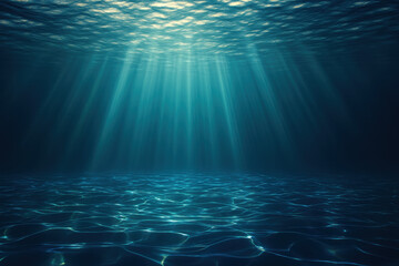 Underwater Sunlight Streaming Through Rippling Water Surface Creating Calm Serene Scene