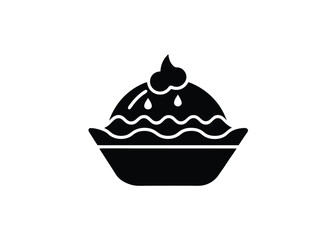 Vector art of simple icon of a pie with a dollop of cream top, isolated a