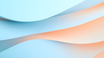 A smooth, flowing design featuring overlapping layers of pale blue and peach tones, creating a serene and calming aesthetic.