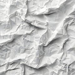 Obraz premium Crumpled white paper texture showcasing intricate folds and shadows, ideal for background use