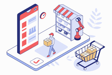 Online shopping delivery and fulfillment with robotic automation