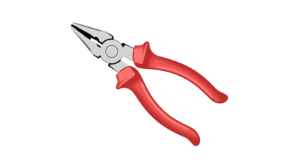 Red handled pliers tool for gripping and cutting work tasks
