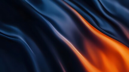 Fototapeta premium A dramatic display of flowing, dark-toned fabric with vibrant orange accents, showcasing a dynamic and elegant design.