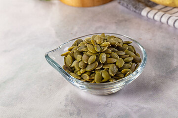 Fresh green pumpkin peeled seeds