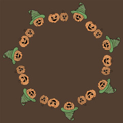 Halloween Composition brown with Pumpkins, Ghosts and Spooky Decor