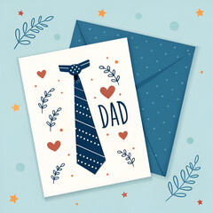 father day card with tie in flat design