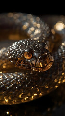 golden snake on black background