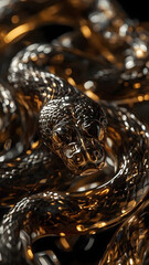gold snake on a black background