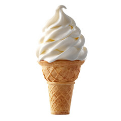 Ice cream cone vanilla on transparent background
