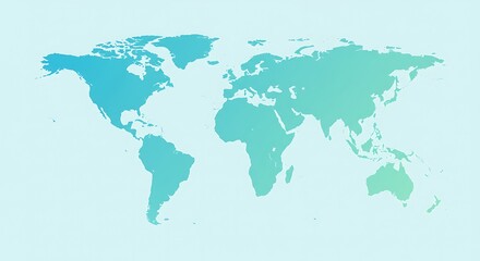 Obraz premium Vector illustration of a world map with a modern blue and green gradient. Global geography and international business concept design.