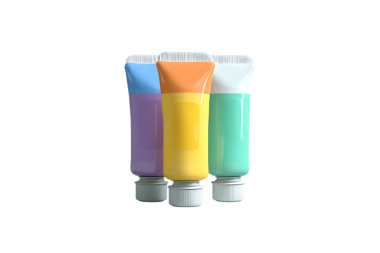 Pastel-Colored Tubes of Paint for Artistic Expression Isolated on transparent background, cutout