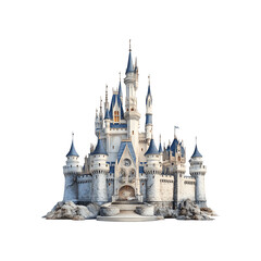 A fortified medieval castle with towers and battlements, representing historic European architecture