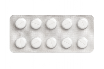 Blister Pack of White Tablets with transparent  Background