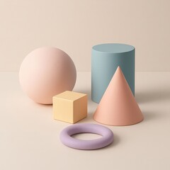 Abstract 3D Pastel Shapes