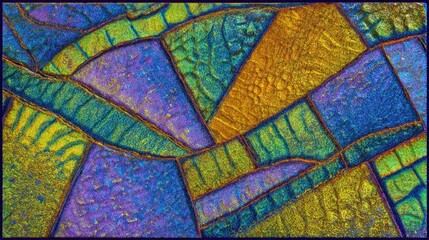 Abstract Geometric Mosaic Art With Glittery Colors