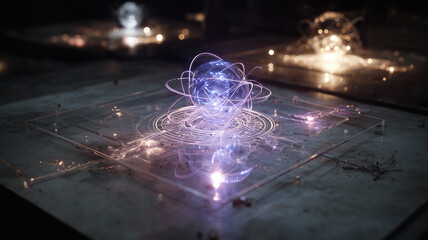 Holographic sphere with glowing lines and transparent background