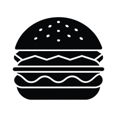Vector art of black and silhouette icon of a hamburger isolated
