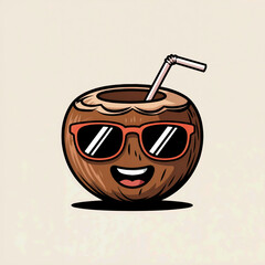 Funny Coconut with Sunglasses Vector for World Coconut Day