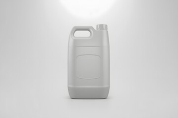 Blank Plastic Jerry Can With Handle On White Background For Branding And Mock up, 3d Render Illustration