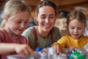 Sorting waste with AI technology in a community recycling workshop for families