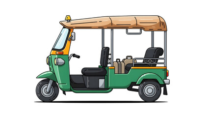 uk-Tuk Vehicle Vector Cartoon Three-Wheeled Taxi  Modern Tuk-Tuk Concept for Travel or Transport Themes
