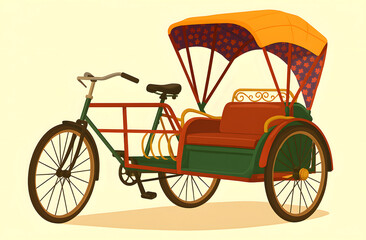 Illustration of a picture of a Malaysian pedicab (kereta becca melaka)