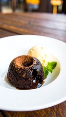 Chocolate lava cake with vanilla ice cream